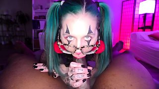 MILF freak in fishnets feasts herself on big black cock