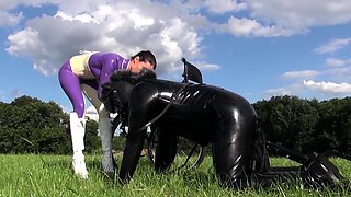 Femdom fetish mistresses fuck bdsm loser with strapon