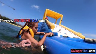 Asian GF waterpark fun then sex at home