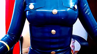 Latex slut solo anal masturbation