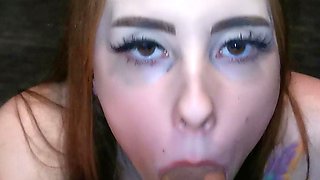 Public blowjob from an amateur brunette babe in POV video