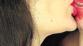 Ultra Sticky Pink Passionate Kisses on a Man's Face
