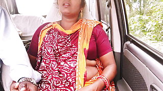 Telugu step mom car sex long drive for sex with step son, telugu dirty talks.