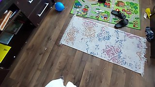 Amateur Mom Doing Yoga Naked, Hairy Pussy, Big Ass, Big Tits. Amateur Massage with Vibrator Naked Brunette.