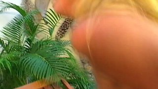Blonde Granny Gets Her Bush and Ass Screwed by a Young Guy on the Sunbed