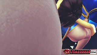 Chun Li Street Fighter 6 Blowjob - Sexy Cosplay Anime Girl Sucks Big Cock Deepthroat with Facial Cumshot and Gets POV Titfuck