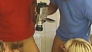 Homemade Amateur Sex of Two Beautiful MILFs Fucked and Cummed in Mouth in the Bathroom