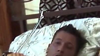 Tied up Man Gets His Big Cock Sucked and Ridden by Two Hot Babes