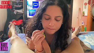 Argentinian Slut Babyluna939 Sucks My Dick, Titsjob Until I Run Out of Milk and Takes It All Part 1