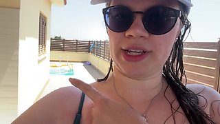 German BBW fucks her husband by the pool