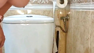 Big ass white riding toy in the toilet