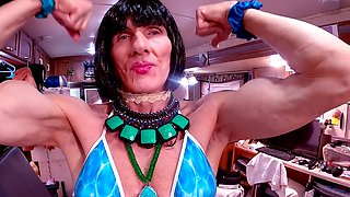 Trans-Woman/Sissy-Guy Models Blue Plaid Miniskirt + other scanty attire_3 of many vids intended four YT