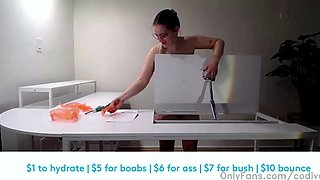 Amateur blonde with big boobs masturbates cam