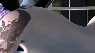 E Girl Pounded on the Car Door