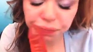 Redhead Amateur's Webcam Dildo Show