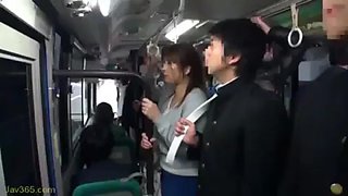 Naho hazuki fuck on the bus by 2 horny guys