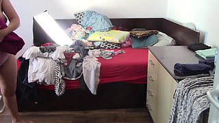 Sexy wife does housework naked. Brunette, hairy pussy, big ass, big tits.