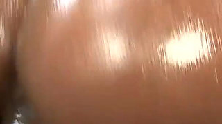 Sexy oiled big ass ebony fucked and creampied from BBC