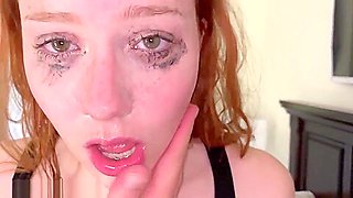 Redhead teen 18+ Arietta Adams Sloppy Face Fuck &amp;amp_ Cum in Mouth