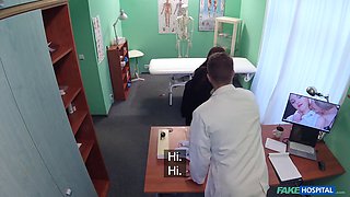 British Ebony MILF with natural boobs gets fingered and fucked by doctor in fake hospital