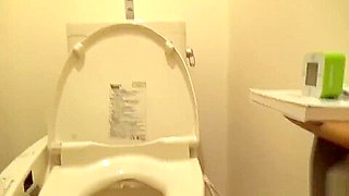 Asian teen 18+ pees in toilet