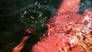 Naked Swimming MILF at the Beach