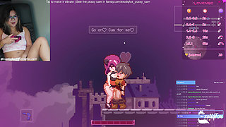 Sexy Cute Streamer Gamer Girl Plays Femdom Game Lost in Succubi and Masturbates