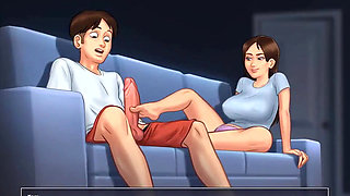 Summertime saga: stepbrother caught his stepsister watching porn and masturbating ep 103