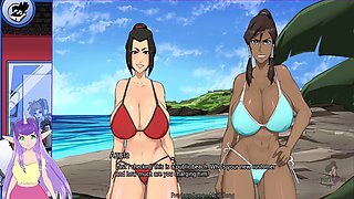 Stunning Korra and Azula from Avatar with huge boobs on Ember Island