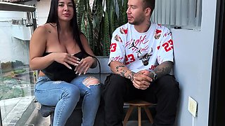 Fat ass latina fucks with a big cock dude after an interview