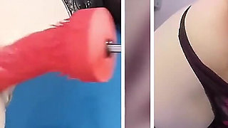 Big Dildo Anal Masturbation on the Fucking Machine