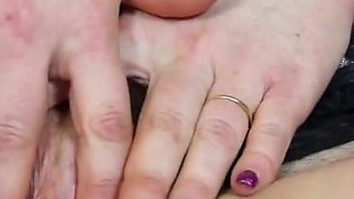 Busty British MILF Janey Fingers Her Hairy Pussy in Bed