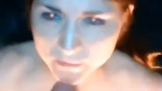 A Blowjob and Facial at the Hotel Pool and Amateur Wife Jerks Cock for Cumshot on Face