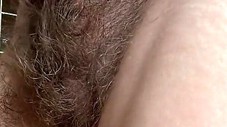 Hairy pussy teasing and gaping