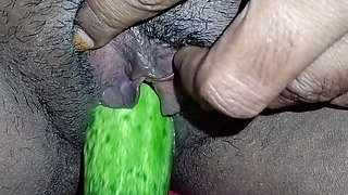 Saira home alone hungry pussy, close-up pussy masturbating big cucumber