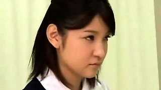 Horny Japanese teen in school uniform sucks cock