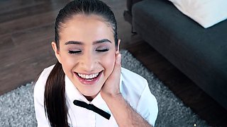 Foot fetish sex lesson for slutty shameless schoolgirl