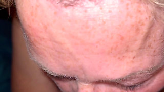 Oral MILF Blonde, Freckles, Green Eyes Sucks Daddy