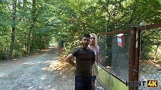 Hunt4k. blond loved face-sitting and Doggy Style with hunter outdoors