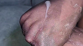 Bundle of Solo Teasing with Bare Feet and a Cumshot on BBW Cutie's Nylon Socks