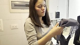 Stepmom Catches Me Sniffing Her Dirty Panties in the Kitchen - Lesbian Amateur HD