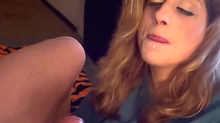 Horny MILF Sucks Hubby's Cock with Cum Shot