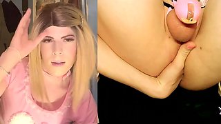 Perv Barbie shemale girl penetrates her ass with big dildo