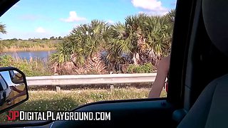 Digitalplayground - lonely hitchhiker Ashly Anderson sucks robby apples' pecker in his car