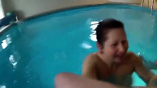 Big-Titted Webcam Slut Films Herself in the Pool