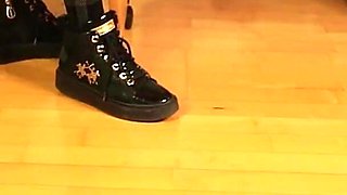 Plaid Tights & Stylish Sneakers - Dangling, Shoeplay & Foot Focus