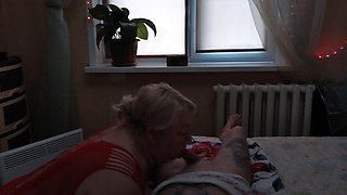 Cum-hungry Stepmom Drains Eggs and Swallows Thick Cum