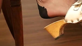 Wooden Heels, Nylon Tease & Slow Walk Seduction