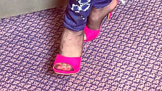 Mrs Mature Feet Wearing Her Stinky Old Black Work Tights