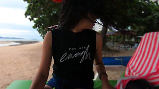 Thai GF getaway in Pattaya beach visit and sex at home